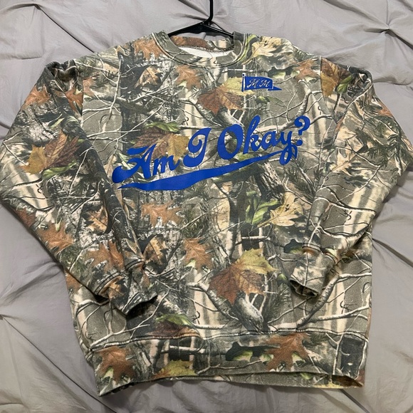 Tops - Megan Moroney Am I Okay Concert Merch Camo Crewneck